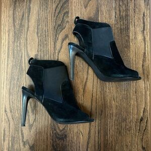 Joes black suede peekaboo toes heels